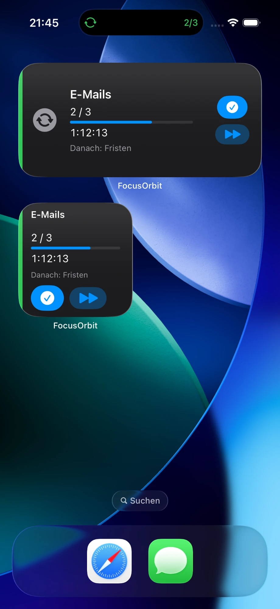 Home-Screen-Widget in zwei Größen