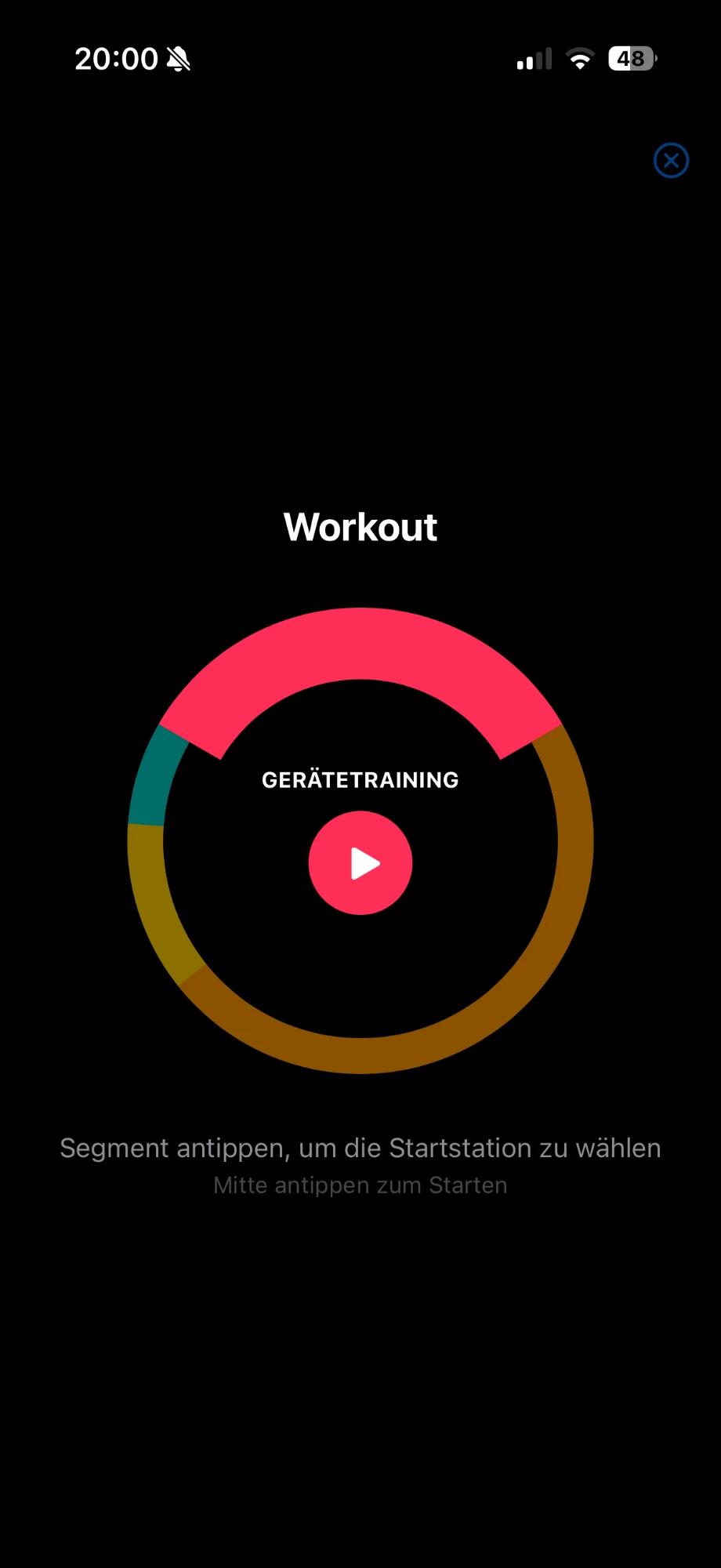 Vorstart-Ring eines Workout-Zirkels